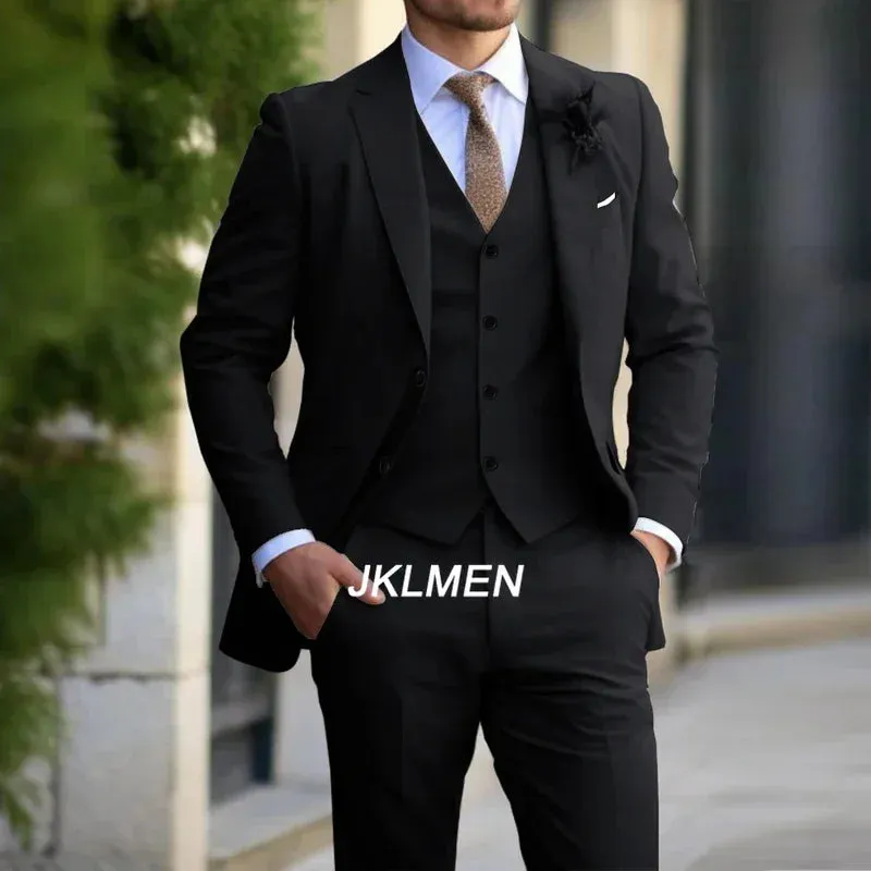 3 Pieces  Classic Men Suit Fashion Slim Fit Blazer Vest Pants Set Formal Business Wedding Tuxedos for Men Casual Clothing