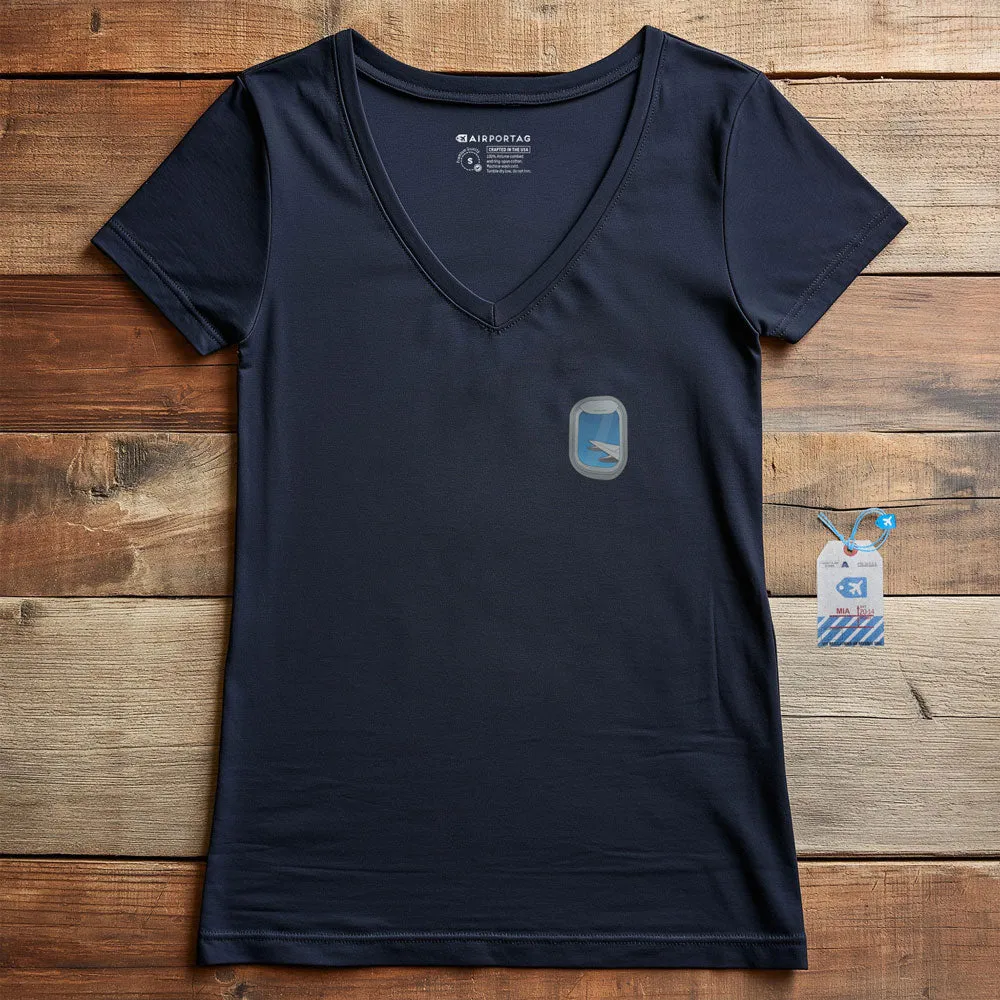 Airplane Window Wing Tiny - Women's V-Neck T-Shirt