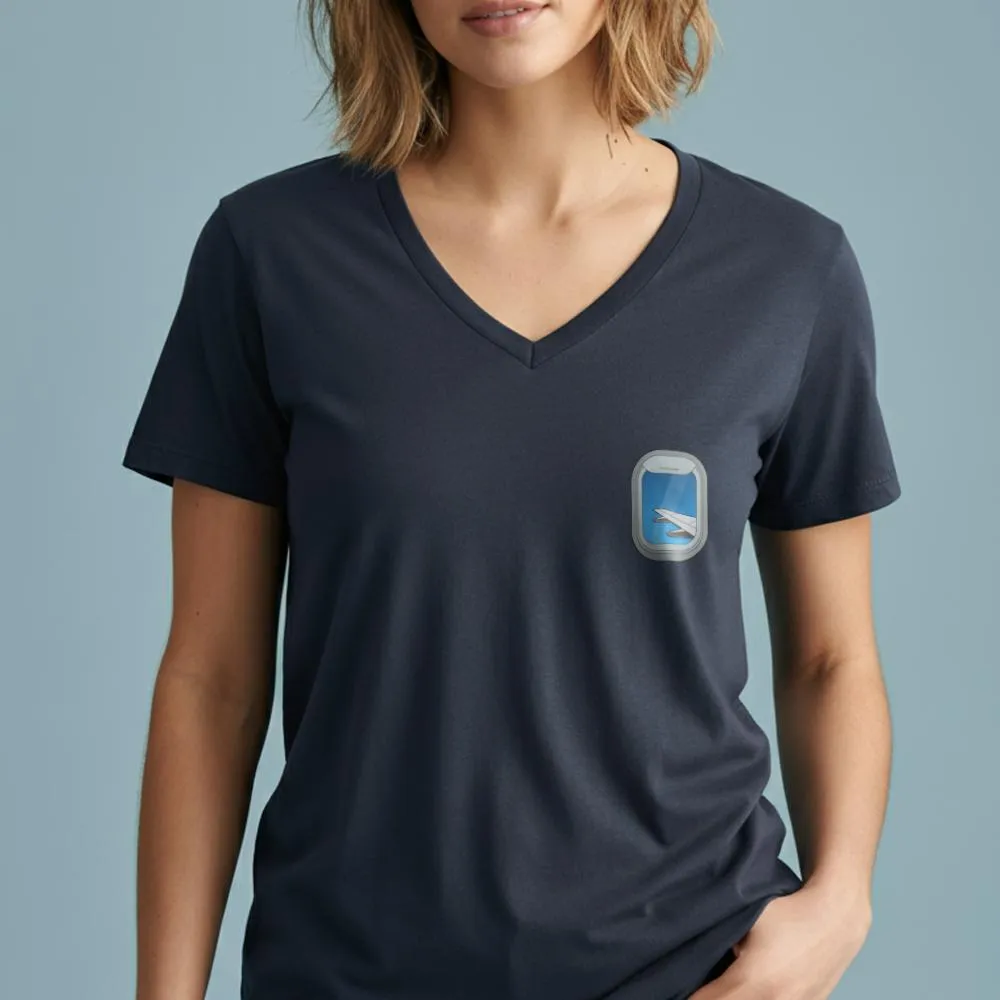 Airplane Window Wing Tiny - Women's V-Neck T-Shirt