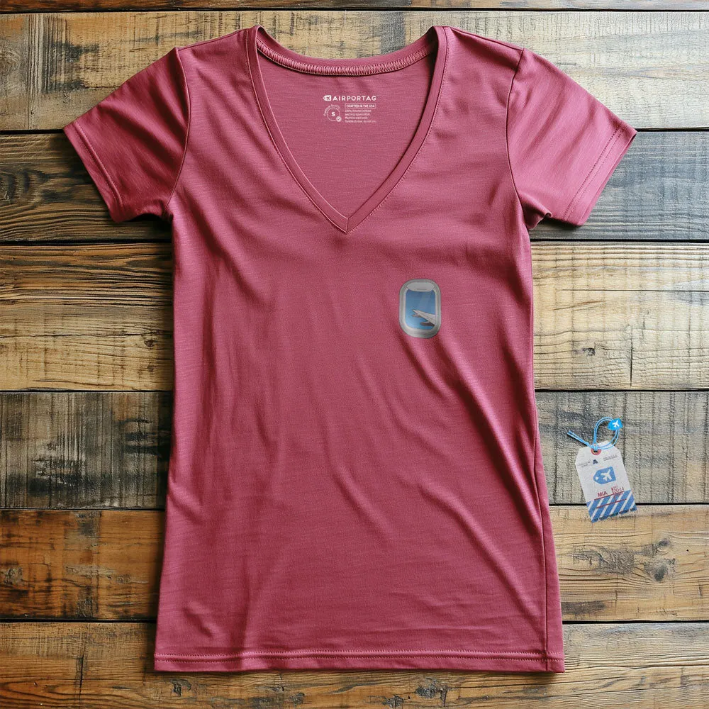 Airplane Window Wing Tiny - Women's V-Neck T-Shirt