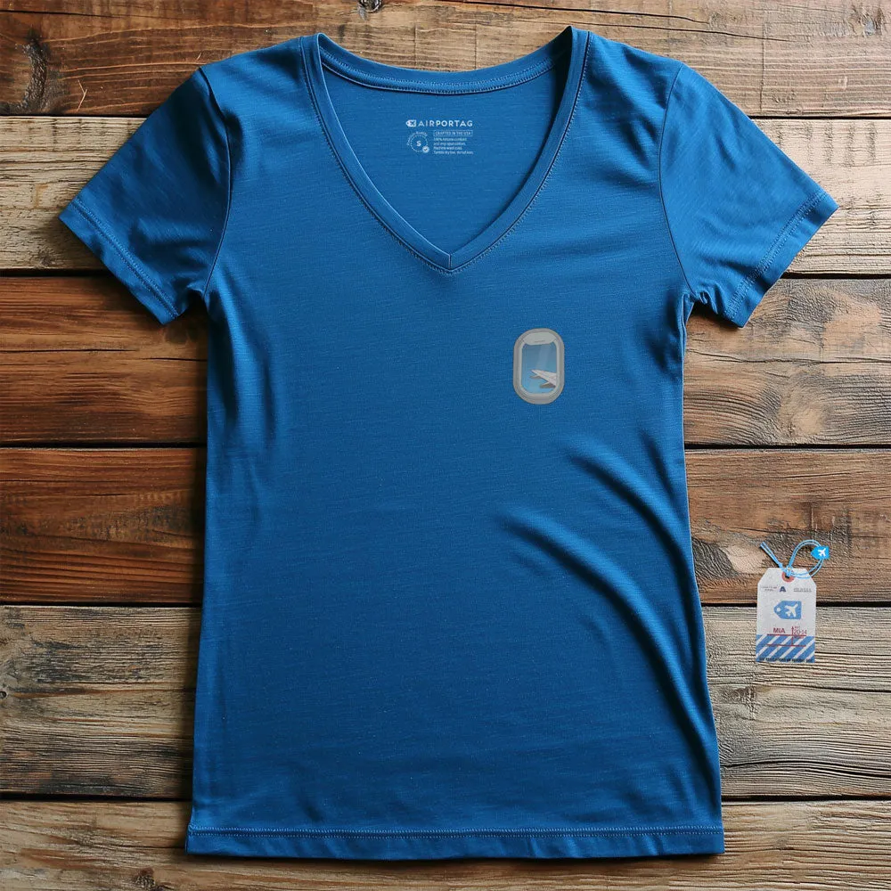 Airplane Window Wing Tiny - Women's V-Neck T-Shirt