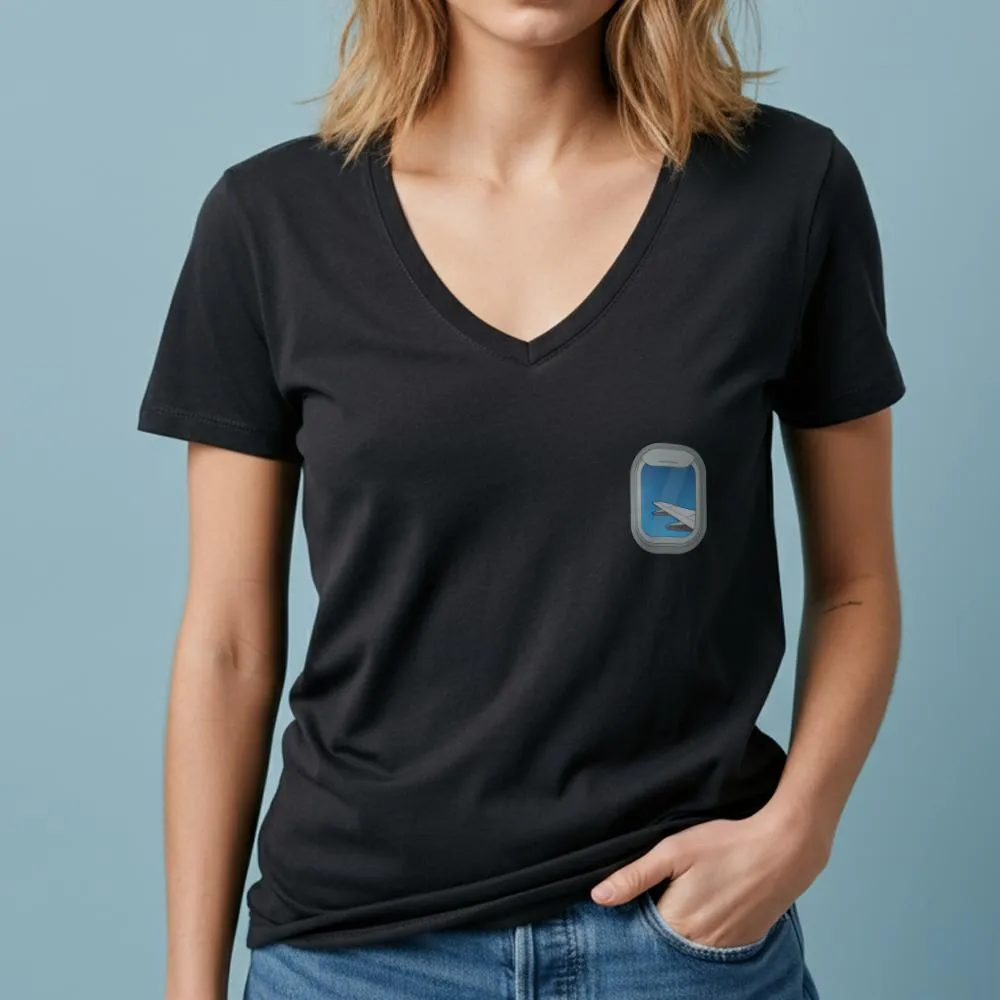 Airplane Window Wing Tiny - Women's V-Neck T-Shirt