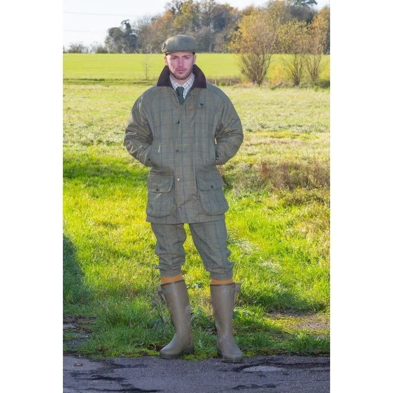 Alan Paine Rutland Mens Tweed Waterproof Shooting Coat - Dark Moss