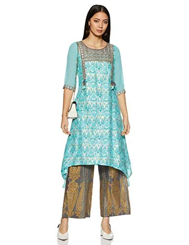 Aurelia Women's Art Silk Salwar Suit Set (19FED10058-500022_T-Blue_Large)