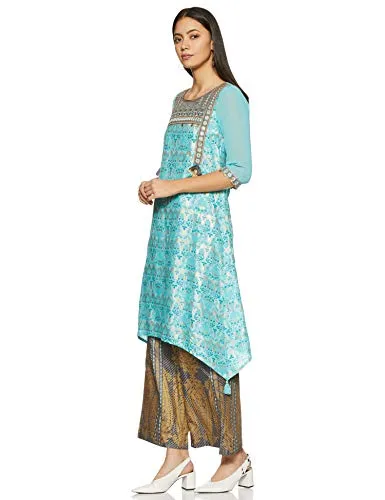 Aurelia Women's Art Silk Salwar Suit Set (19FED10058-500022_T-Blue_Large)