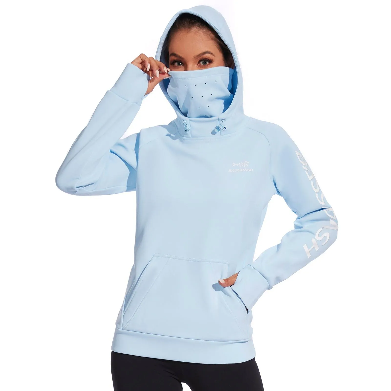 BASSDASH Women’s Fleece Hoodie with Neck Gaiter