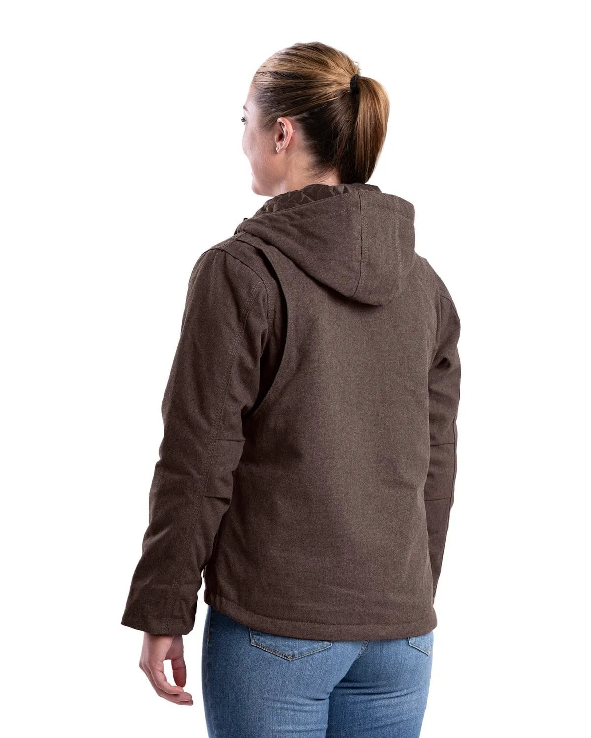 Berne Womens Heathered Duck Hooded Tuscan Cotton Blend Jacket