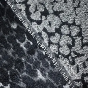 Black/Gray Cheetah Pressed Faux Fur Woven Jacketing Fabric