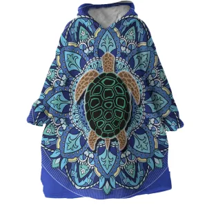 Blue Mandala Turtle Wearable Blanket Hoodie