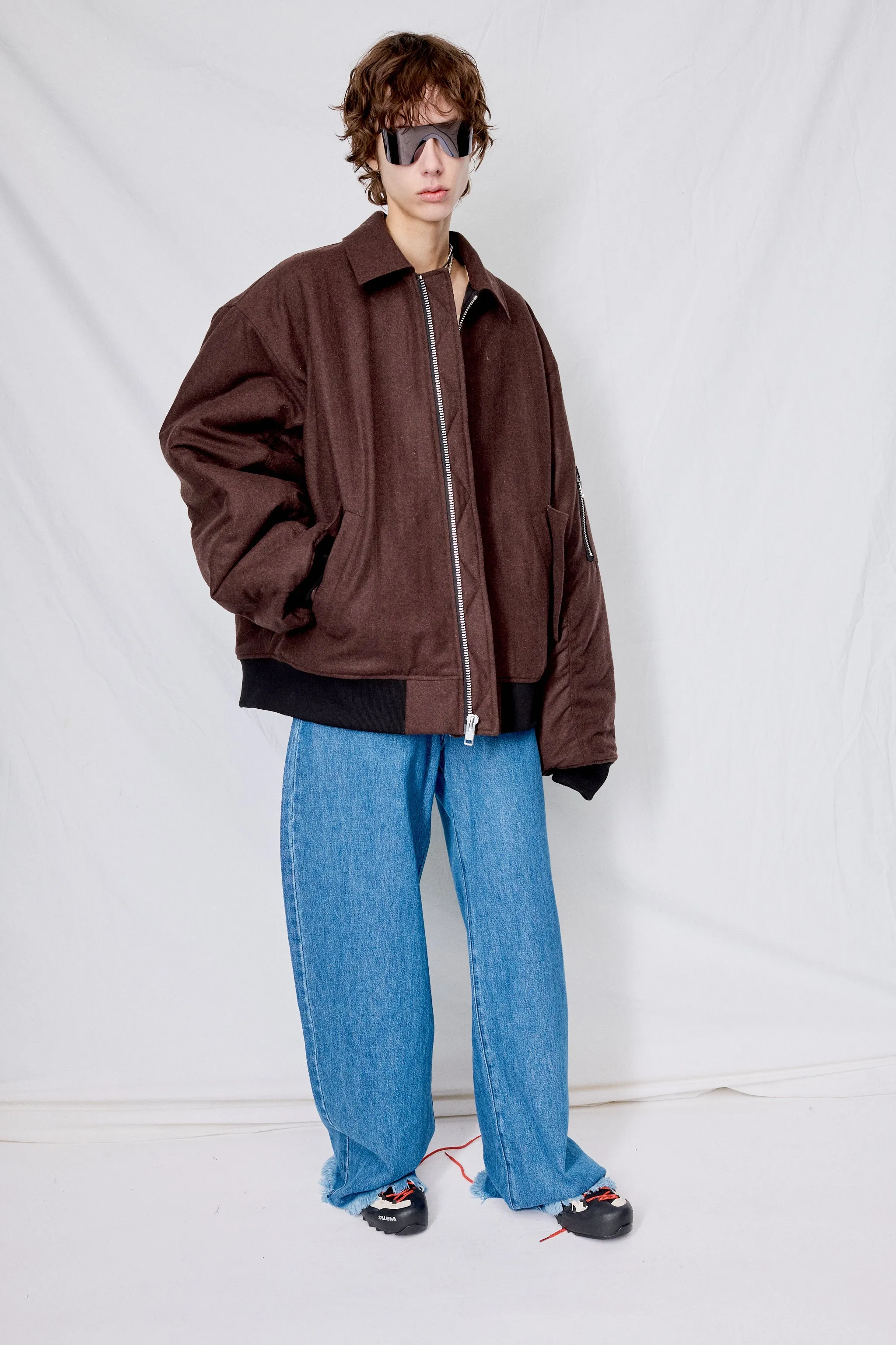 Brown Melange Wool Tanker Jacket