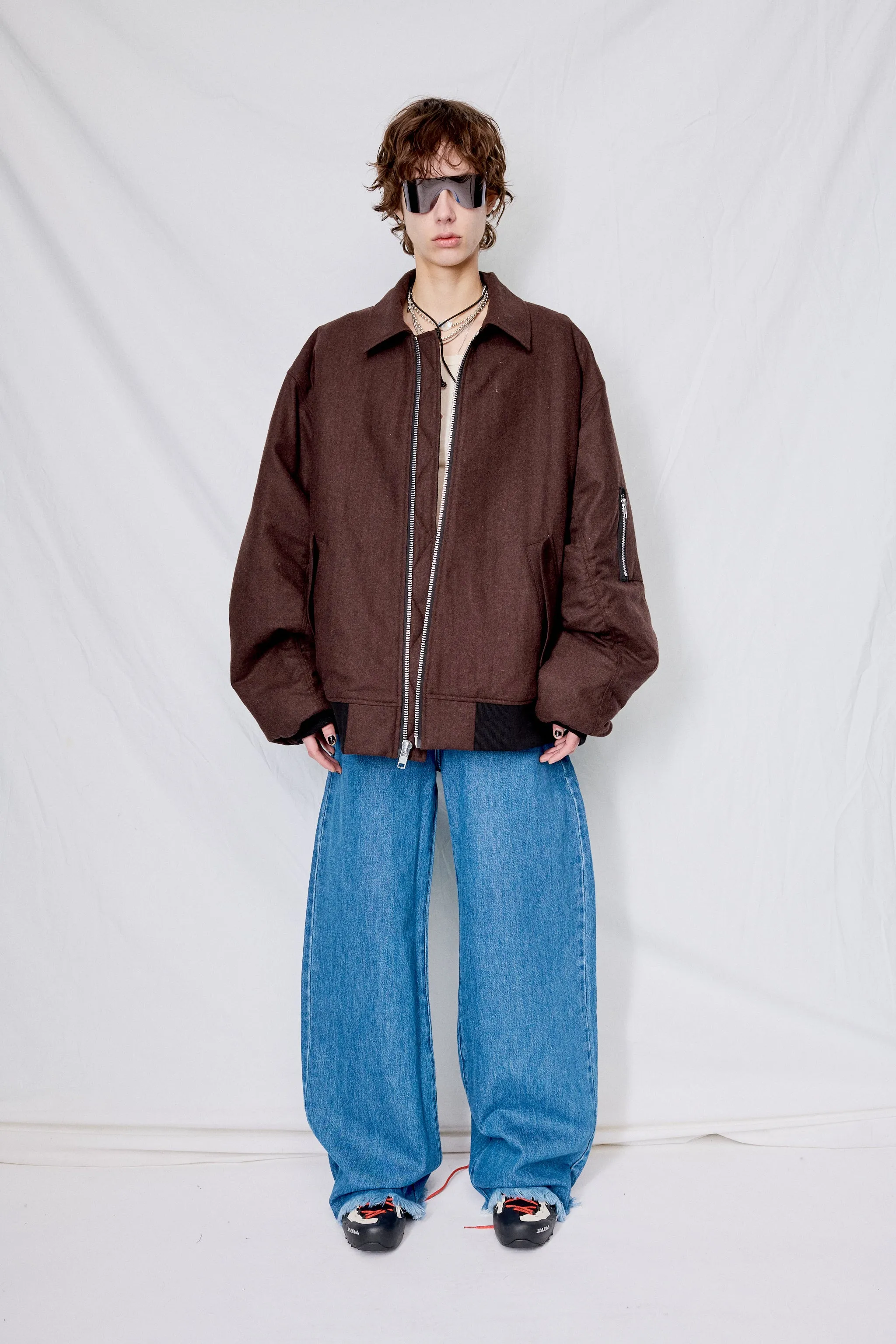 Brown Melange Wool Tanker Jacket