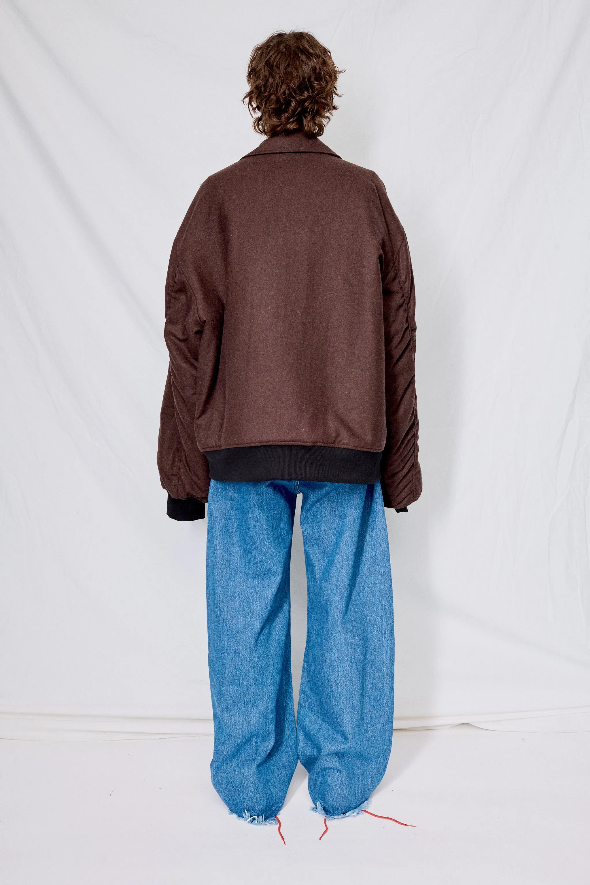 Brown Melange Wool Tanker Jacket