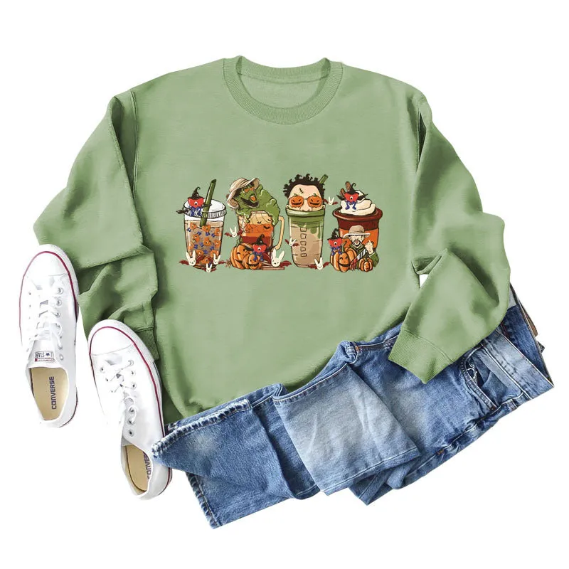 Bunny Pumpkin Halloween Round Neck Long-sleeved Large Size Sweater Women