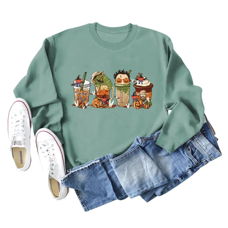 Bunny Pumpkin Halloween Round Neck Long-sleeved Large Size Sweater Women