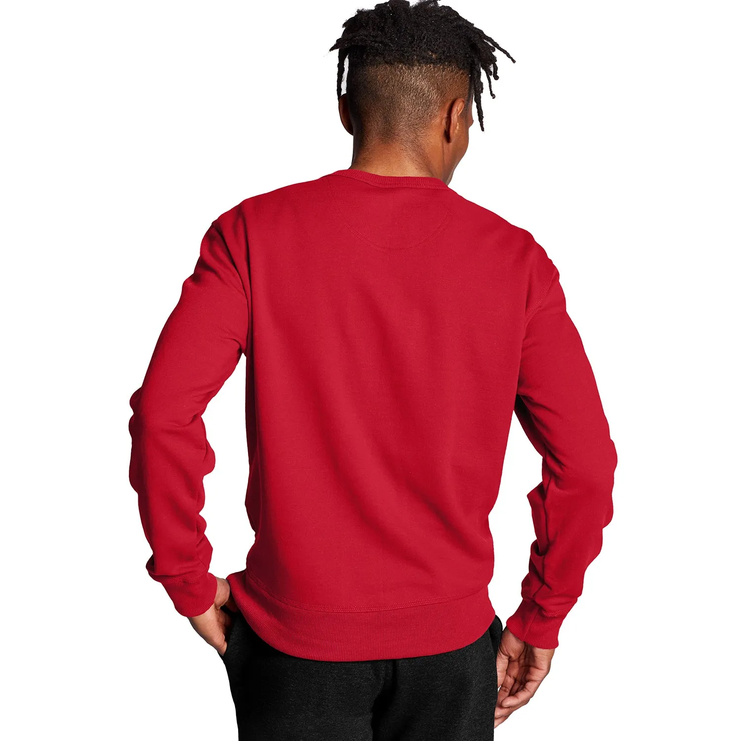 Champion Men's Powerblend Crew Neck Long Sleeve Sweatshirt Red