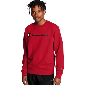 Champion Men's Powerblend Crew Neck Long Sleeve Sweatshirt Red