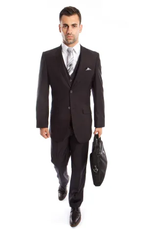 Charcoal Solid 3-PC Slim Fit Stretch Suits