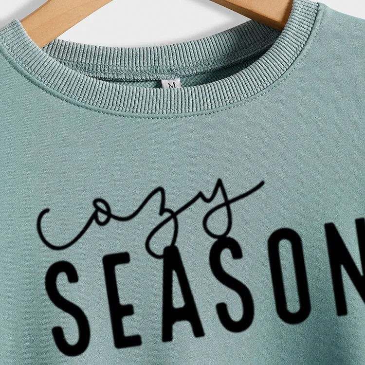 Cosy SEASON Fashion Print Round Neck Letters Large Size Tops Long-sleeved Female Loose Sweater