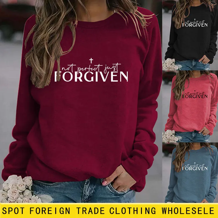 Cross Border Not Perfect Just Given Fashion Large Long Sleeve Round Neck Sweater