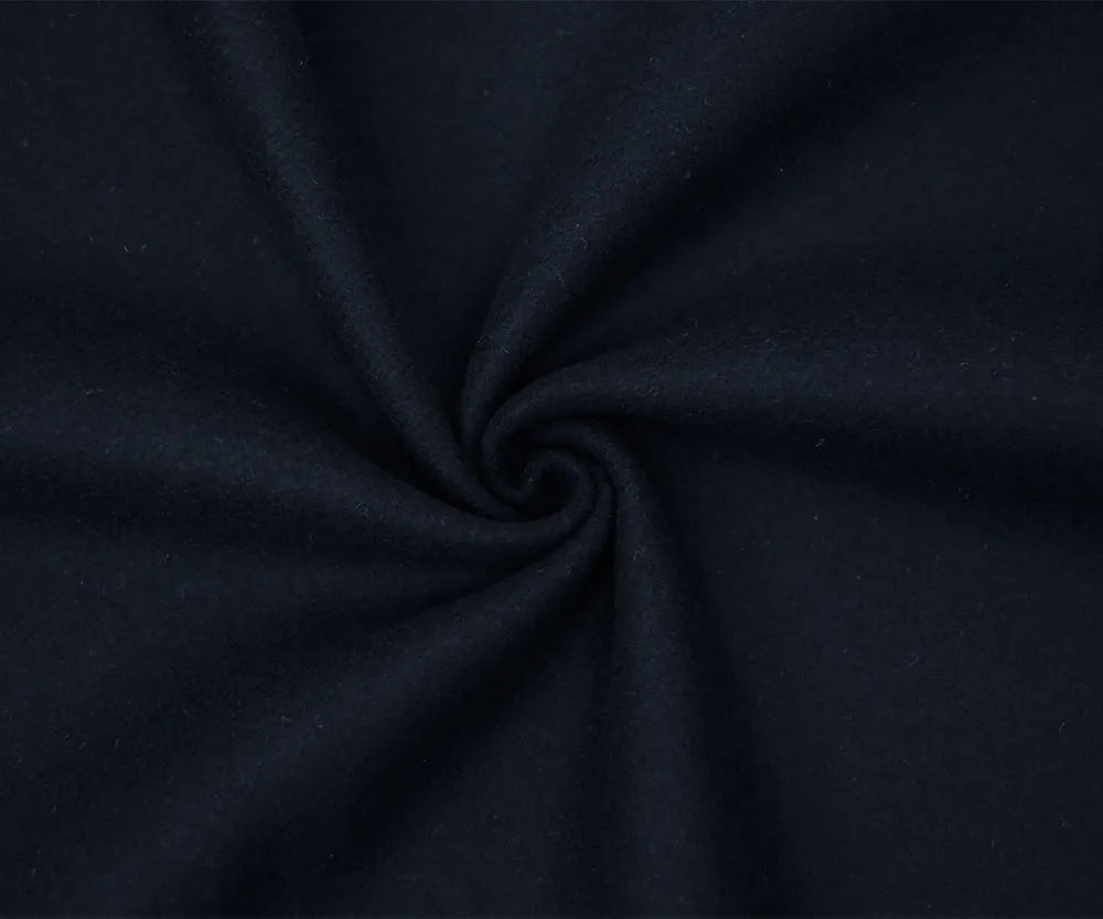 Deep Blue Melton Wool Poly Double Woven Jacketing Fabric