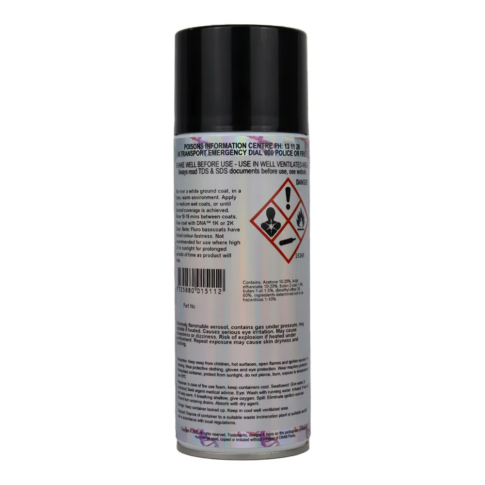 DNA PAINTS Fluro Basecoat Spray Paint 350ml Aerosol Fluorescent Yellow