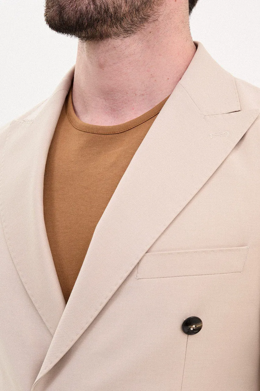 Double Breasted Beige Suit.