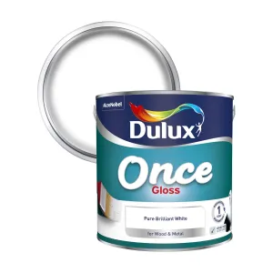 Dulux Once Gloss Paint For Wood And Metal - Pure Brilliant White 2.5L