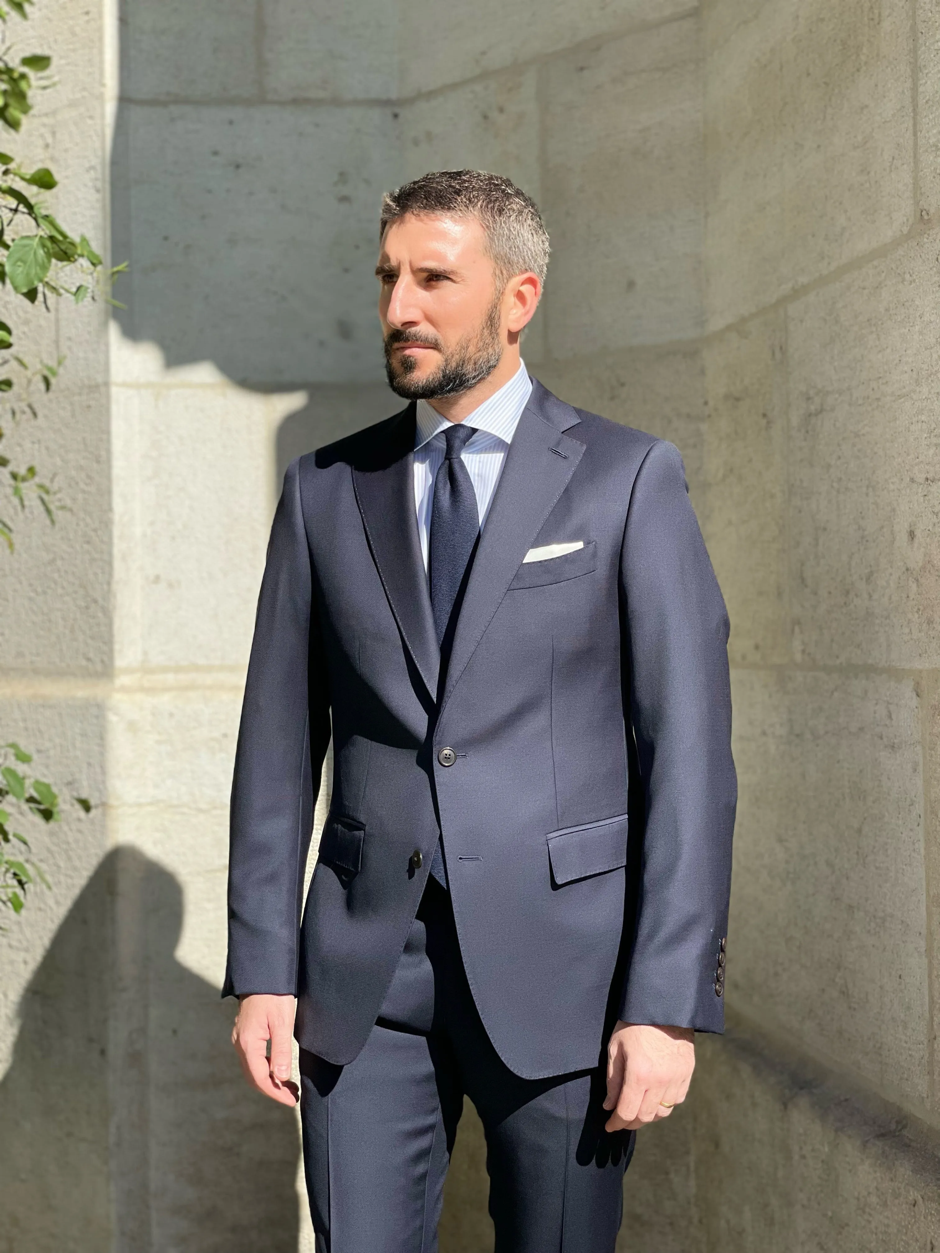 Elegant Suit French Lapel - Deep Blue