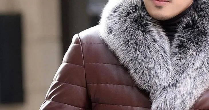 Genuine Leather Fox Fur Collar Down Coats