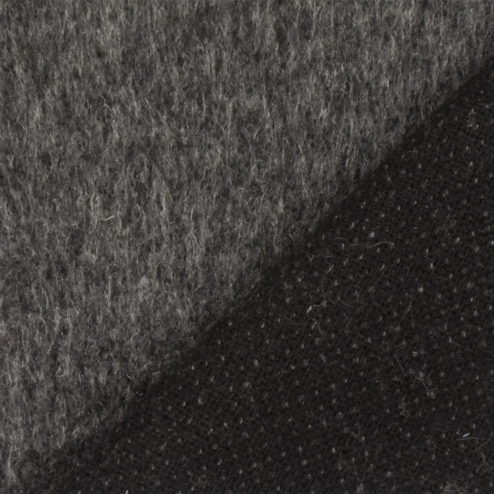 Gray-Black Famous Designer Poly-Wool  Brushed Face Coating Fabric