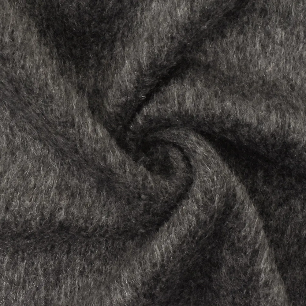 Gray-Black Famous Designer Poly-Wool  Brushed Face Coating Fabric