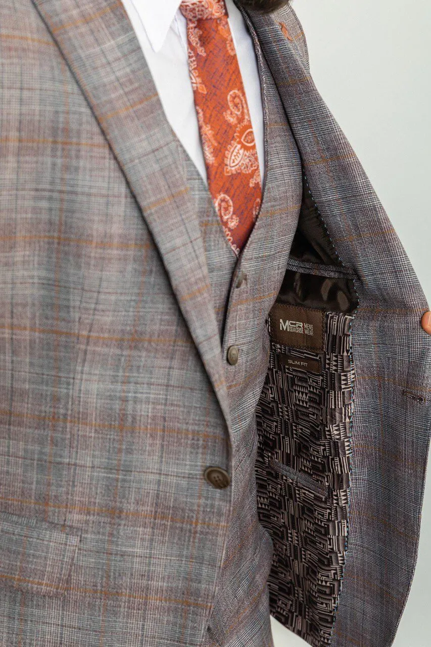 Gray Orange 3-Piece Suit.