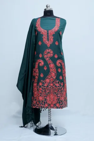 Green  Colour Designer Work Embroidered Suit Enriched With Floral Pattern