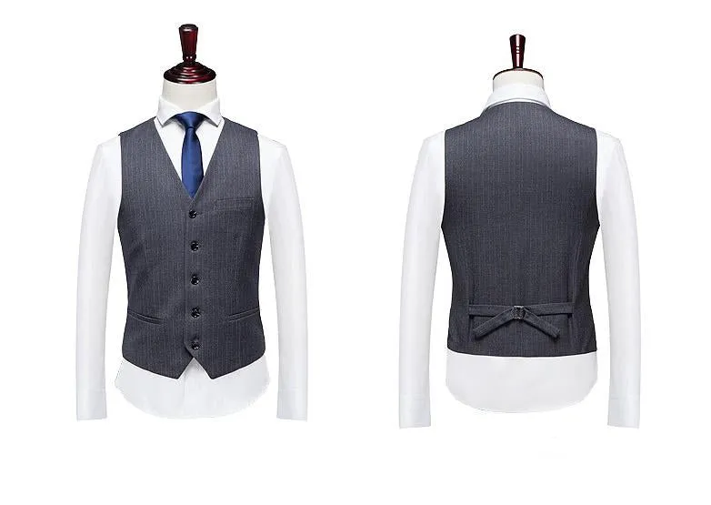 Grey Stripe Double-Breasted Suit