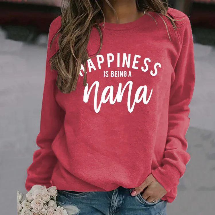 HAPPINESS IS BING Women's Sweatshirt Autumn and Winter Round Neck Long Sleeve