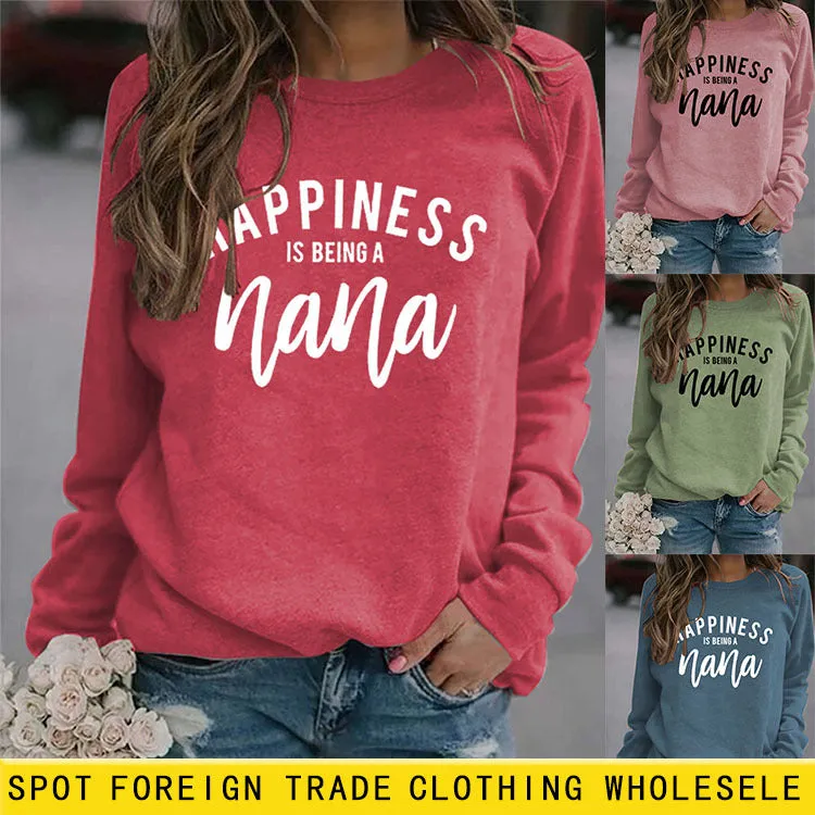 HAPPINESS IS BING Women's Sweatshirt Autumn and Winter Round Neck Long Sleeve