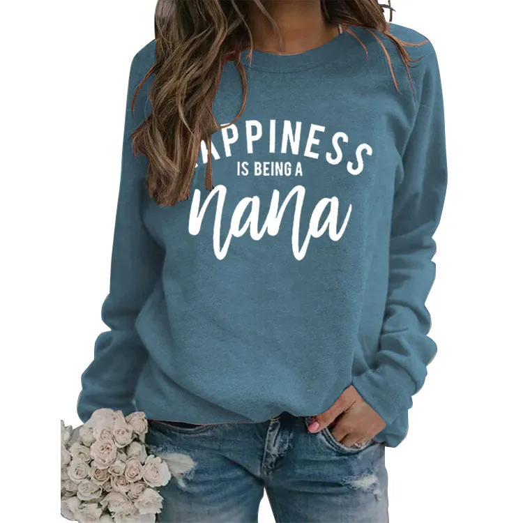 HAPPINESS IS BING Women's Sweatshirt Autumn and Winter Round Neck Long Sleeve