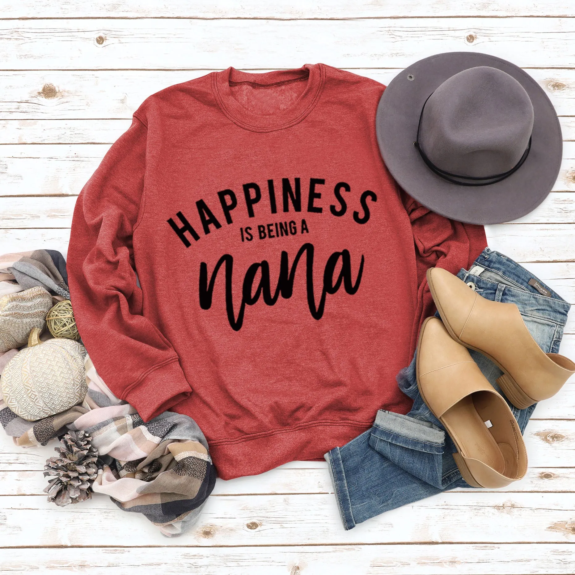 HAPPINESS IS BING Women's Sweatshirt Autumn and Winter Round Neck Long Sleeve