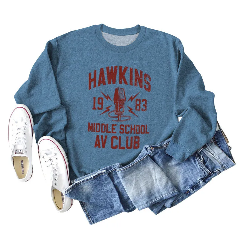 HAWKINS 1983 MIDDLE LOOSE WOMEN'S LONG SLEEVE OVERSIZE SWEATSHIRT