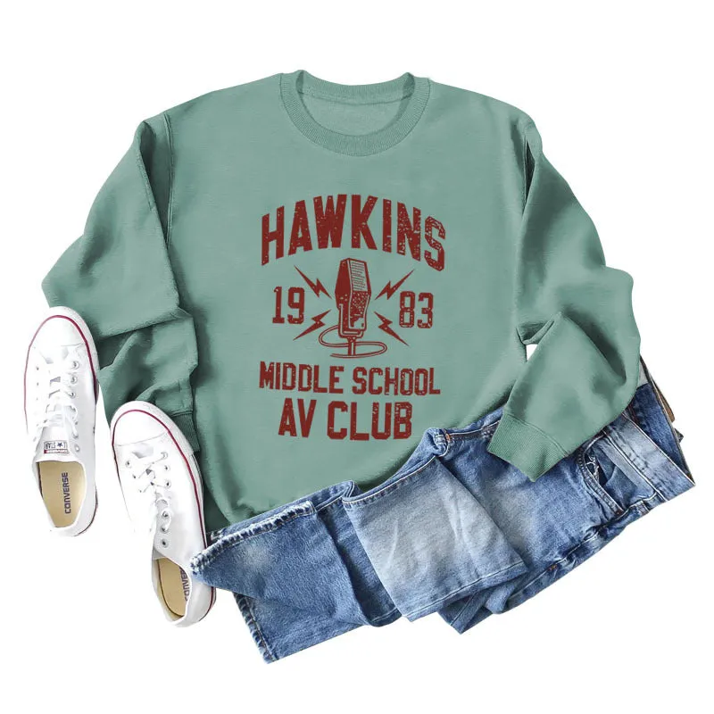 HAWKINS 1983 MIDDLE LOOSE WOMEN'S LONG SLEEVE OVERSIZE SWEATSHIRT