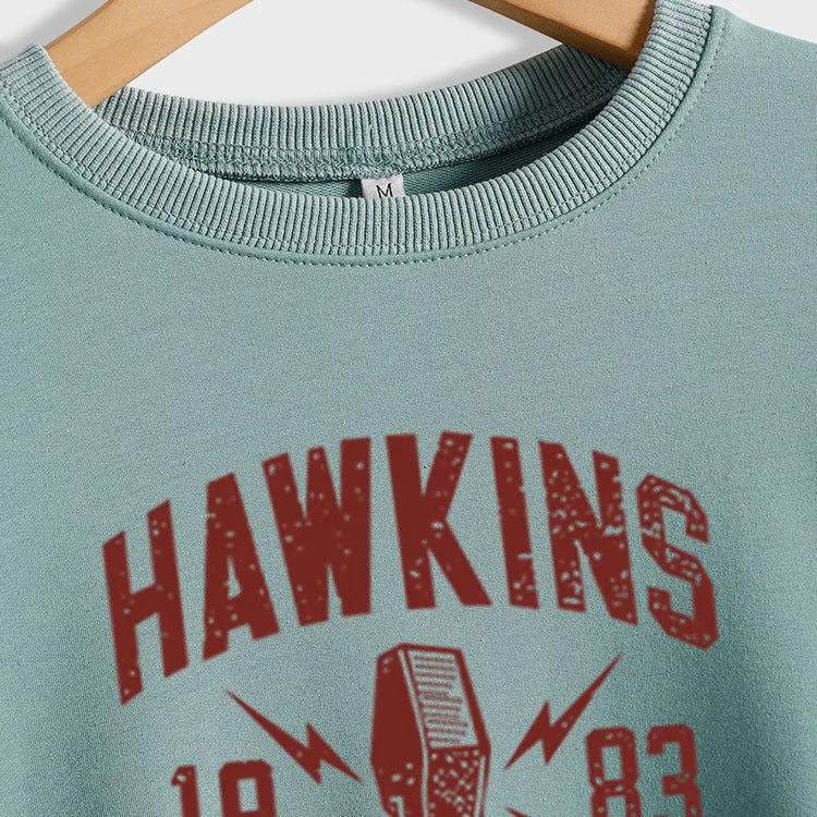 HAWKINS 1983 MIDDLE LOOSE WOMEN'S LONG SLEEVE OVERSIZE SWEATSHIRT