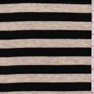 Heather Tan/Black Stripe Brushed Knit Fabric