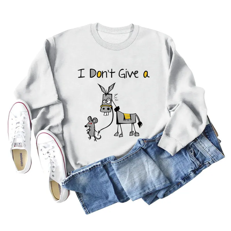 I Don't Give A Hamster Letter Print Autumn and Winter Bottomed Long Sleeve Round Neck Sweater