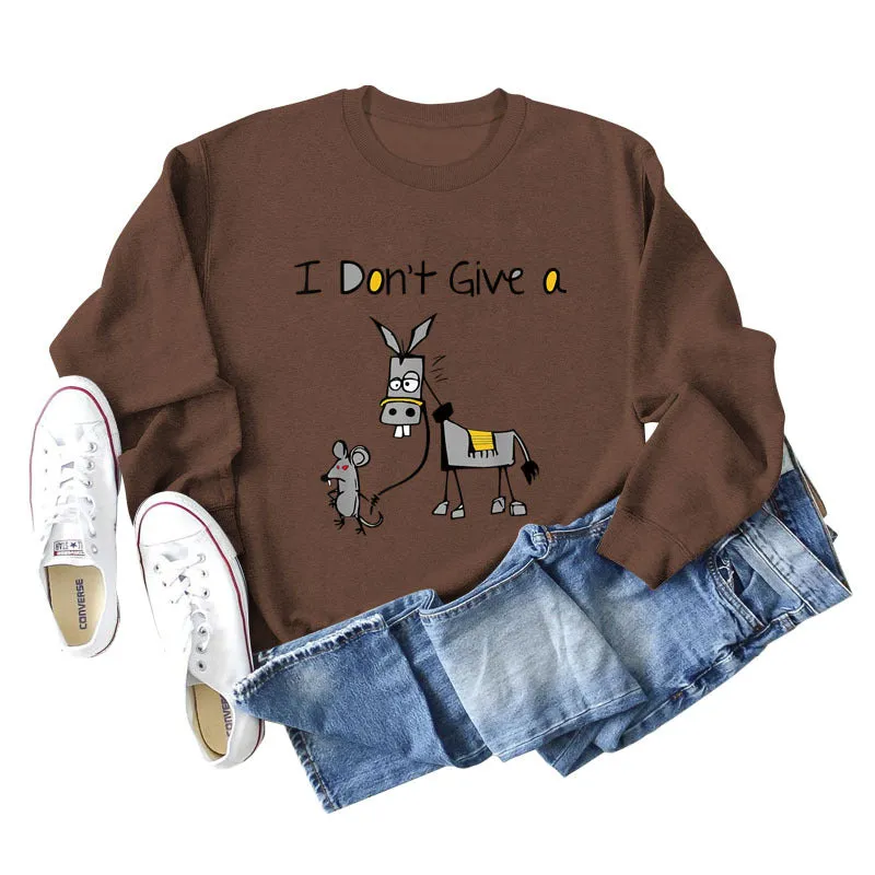 I Don't Give A Hamster Letter Print Autumn and Winter Bottomed Long Sleeve Round Neck Sweater