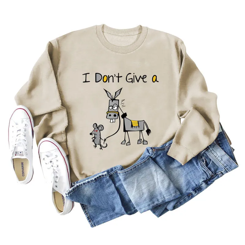 I Don't Give A Hamster Letter Print Autumn and Winter Bottomed Long Sleeve Round Neck Sweater