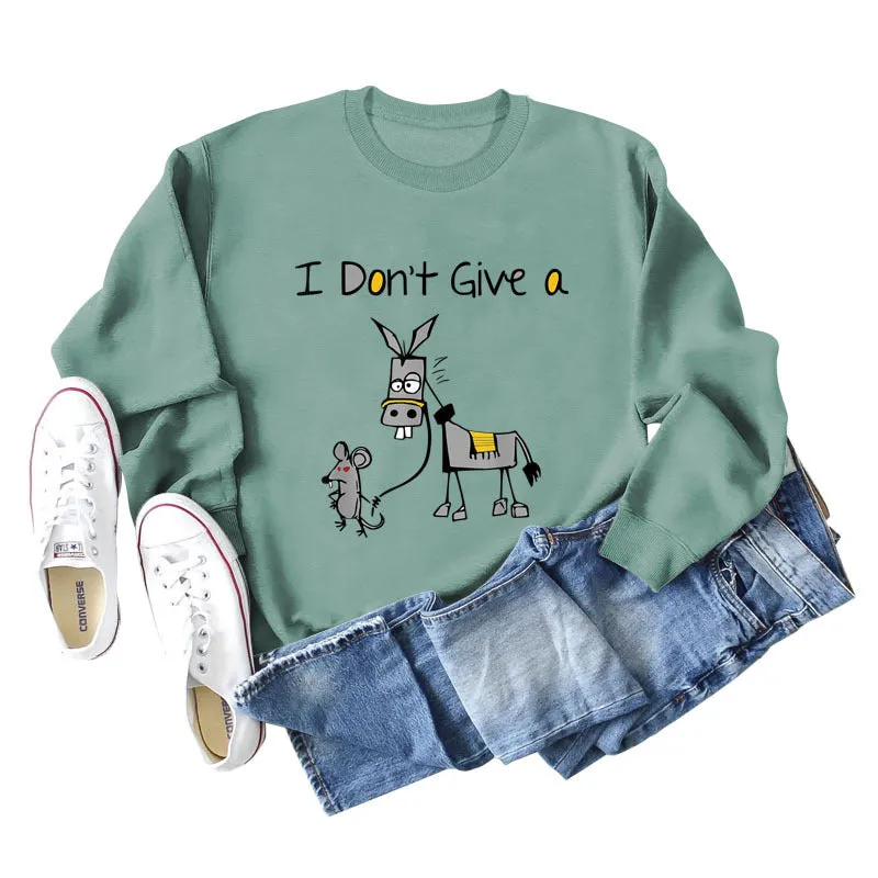 I Don't Give A Hamster Letter Print Autumn and Winter Bottomed Long Sleeve Round Neck Sweater