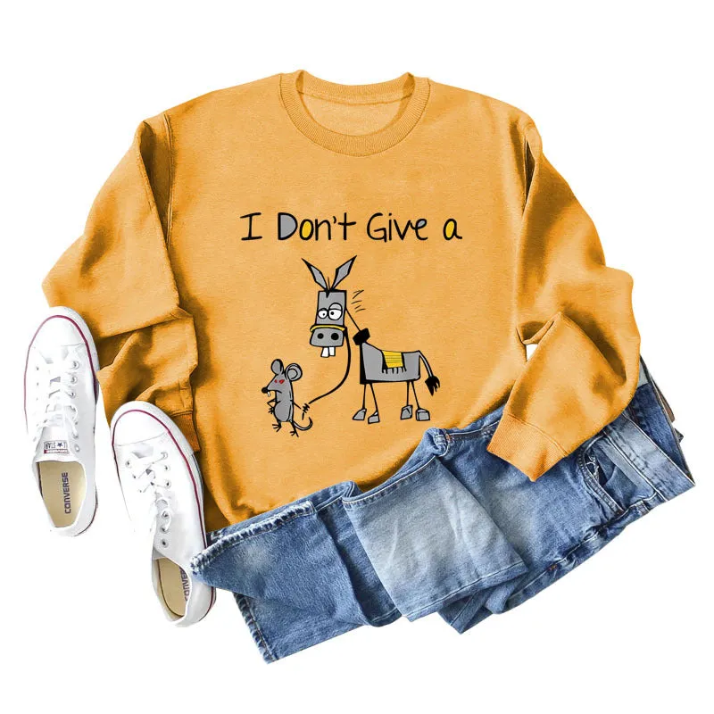 I Don't Give A Hamster Letter Print Autumn and Winter Bottomed Long Sleeve Round Neck Sweater