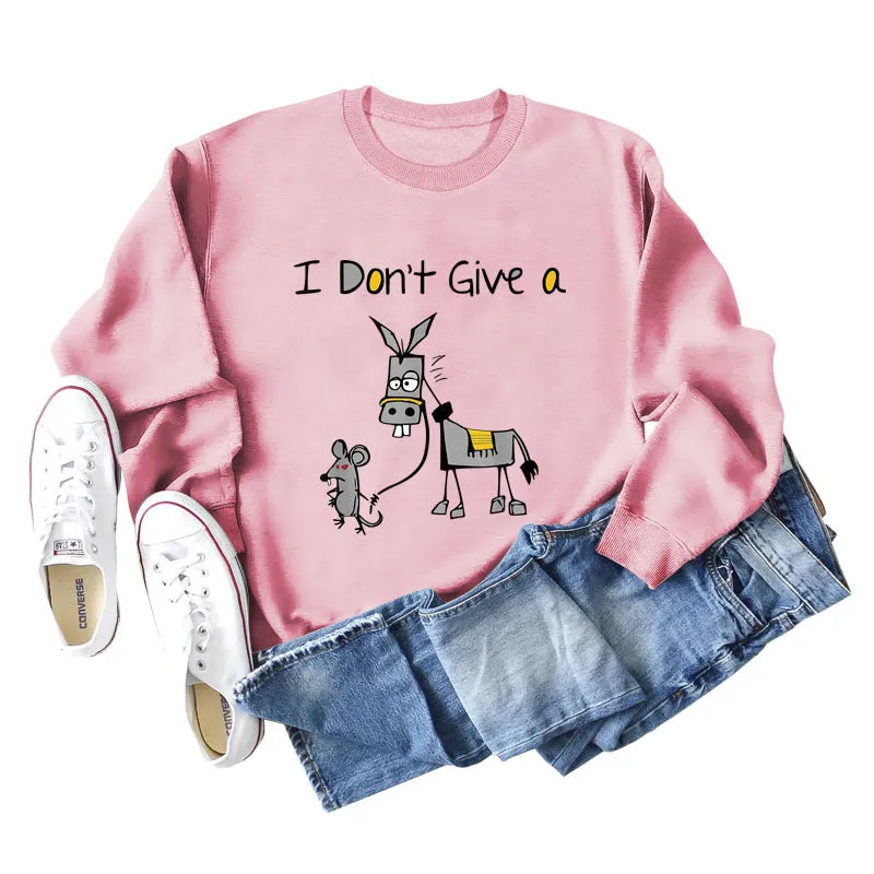 I Don't Give A Hamster Letter Print Autumn and Winter Bottomed Long Sleeve Round Neck Sweater