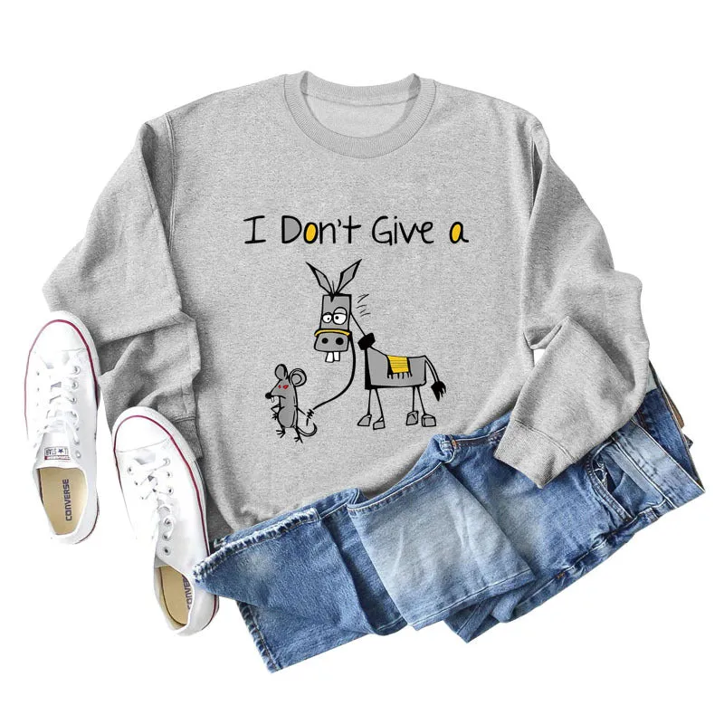 I Don't Give A Hamster Letter Print Autumn and Winter Bottomed Long Sleeve Round Neck Sweater