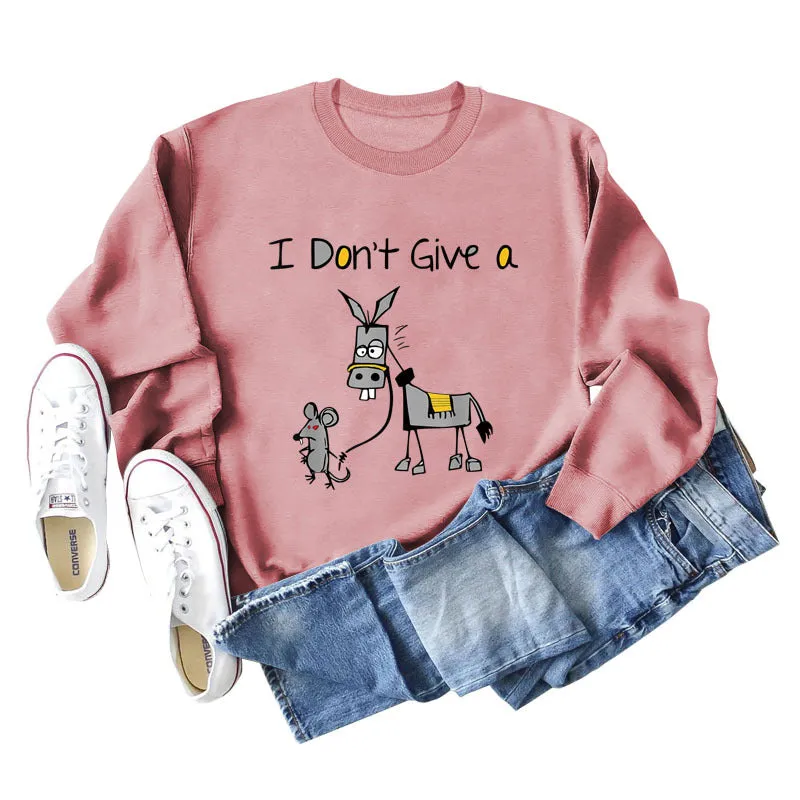 I Don't Give A Hamster Letter Print Autumn and Winter Bottomed Long Sleeve Round Neck Sweater